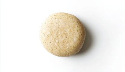 Fototapeta premium Beige Round Solid Shampoo Bar On White Background