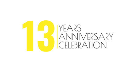 Thirteenth Anniversary Celebration: Celebrating 13 Years of Success and Milestones on a bright yellow and white background.