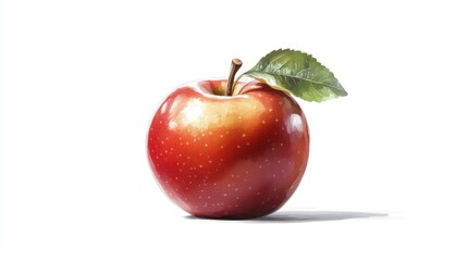 Red apple with leaf