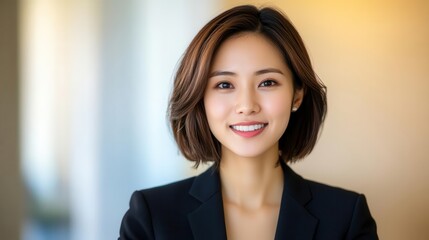 Professional Asian woman presenting during an online conference call