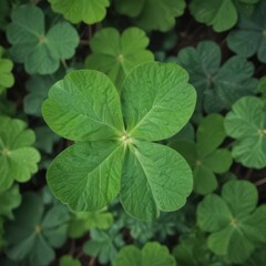 four leaf clover, green clover leaves, clover in the garden