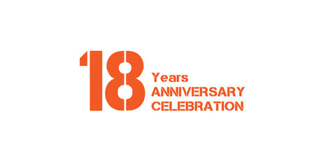Eighteen Years: Anniversary Celebration Design.  Bold, clean design celebrating 18 years.  A milestone achievement design.