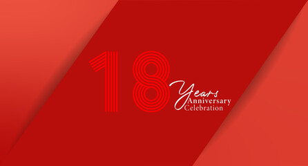 Eighteenth Anniversary Celebration Graphic: A vibrant red graphic commemorating an 18-year anniversary with a celebratory message.
