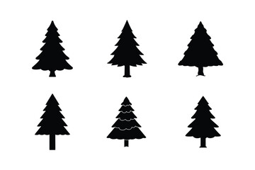 Christmas Tree Silhouette Vector – High-Quality Black & White Clipart for Holiday Designs

