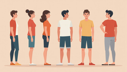 Fototapeta premium animated character created vector illustrations various body parts postures poses front side back