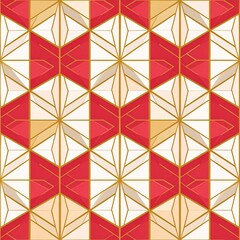 Geometric Star Pattern (Red & Gold)
