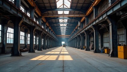 Structural steel i-beam in industrial setting, beams, metal