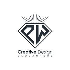 Luxury Initial Letter Monogram in Pentagon Diamond Shape with Royal Crown for Premium Branding & High-End Logo Design
