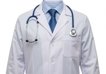 Doctor coat with stethoscope isolated on white background
