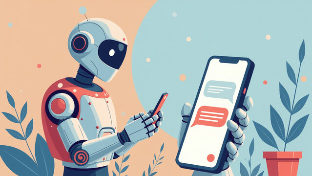 customers chat robot smartphones daily asking questions getting helpful answers instantly online