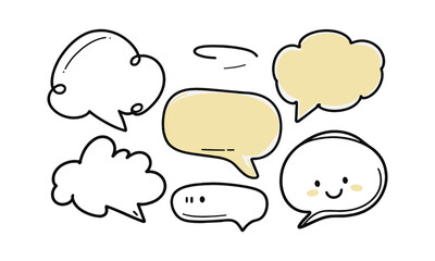 Vector illustration of a collection of simple hand-drawn speech bubbles, easily editable. 