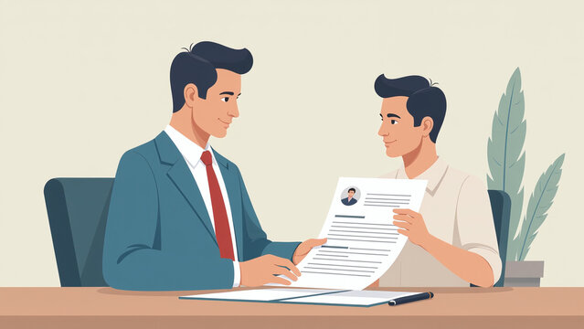 hr manager analyzes job candidate cv qualified applicants hiring process concept vector