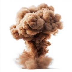 Brown Dust Cloud Explosion Against White Background