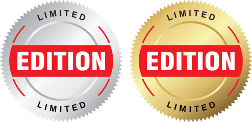 Fototapeta premium Limited Edition Label Vector – Gold, Silver, Black Flat Style Tag for Premium Product Packaging Design