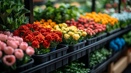 colorful tulips in the market