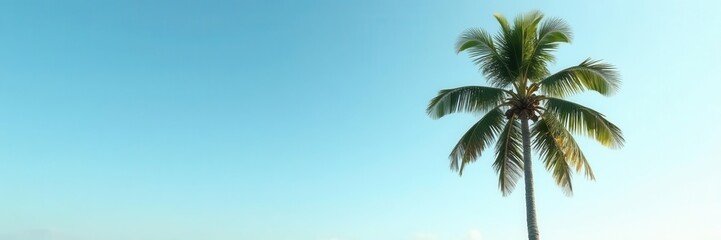 Fototapeta premium Majestic, solitary palm tree against clear sky, date palm, plantation, coconut palm