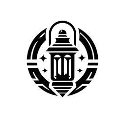 Ramadan Kareem Lantern, Crescent Moon, Stars Graphic Illustration Symbol