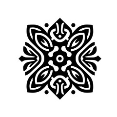 Obraz premium Black and White Geometric Abstract Mandala Design Element - Symmetric Pattern and Modern Decorative Ornament