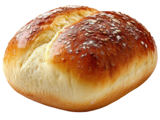 Artisan Bread Roll: A close-up shot of a freshly baked artisan bread roll, showcasing its golden-brown crust and soft, inviting interior, perfect for culinary creations.