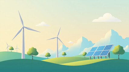 windmills solar panels promote environmental sustainability flat isometric vector illustrations corporate governance