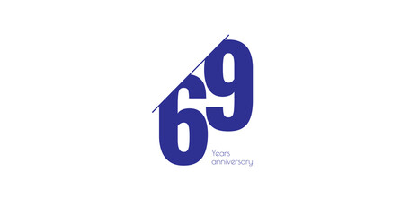 Celebrating 69 years with a bold, modern design featuring a slanted number graphic for anniversary celebrations and company milestones.