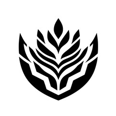 Abstract Organic Crest Logo Icon - Modern Black & White Minimalist Graphic Design