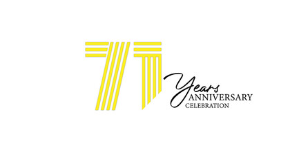 A bright graphic celebrating a milestone, featuring stylized number '71' and 'Years Anniversary Celebration' text in black script.