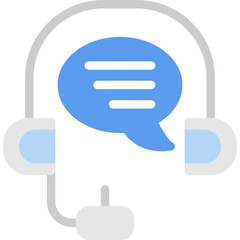 Obraz premium Phone with Headset (Customer Support) Flat Icon