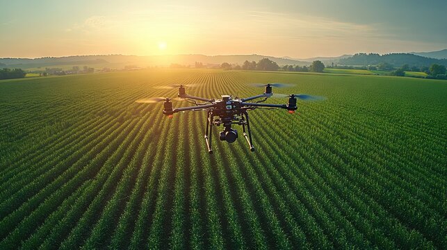 Precision Agriculture Drone Surveying Farmland with Cameras and Sensors