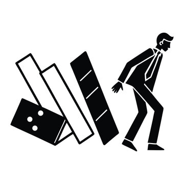 black dominoes falling, businessman clip art preview