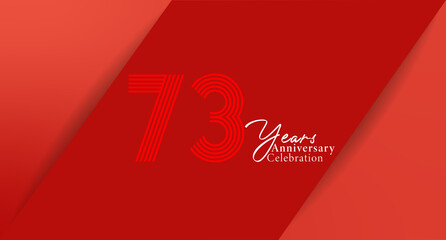 Celebrating a significant milestone with a bold red theme, signifying 73 years. An abstract vector illustration, banner, graphic.