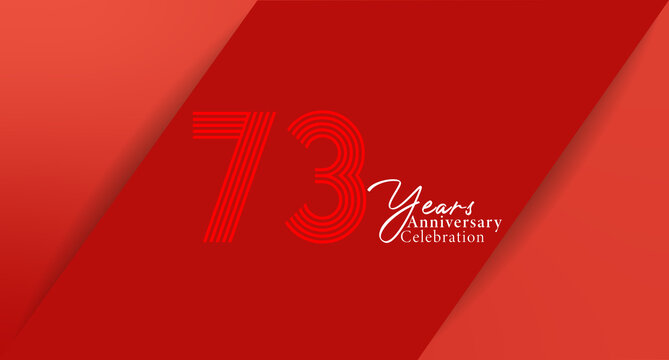 Celebrating a significant milestone with a bold red theme, signifying 73 years. An abstract vector illustration, banner, graphic.