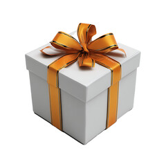 3D Model Of A Gift Box With Ribbon White Background