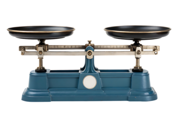 Vintage balance scale for measurement and comparison on transparent background