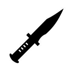 combat knife close range weapon silhouette on transparent background for web and graphic design