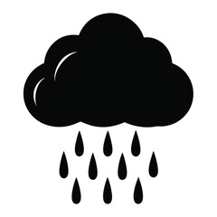 Rain Cloud Icon Silhouette | Weather Storm Drop Symbol Vector