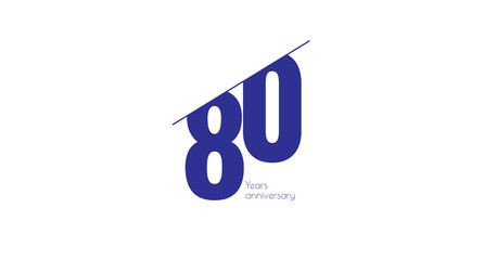 Stylish 80th anniversary graphic with bold blue numbers and a clean, minimalist design against a bright white background.