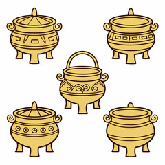 ancient chinese bronze censer illustration