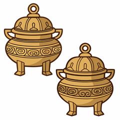 old china bronze art object vector