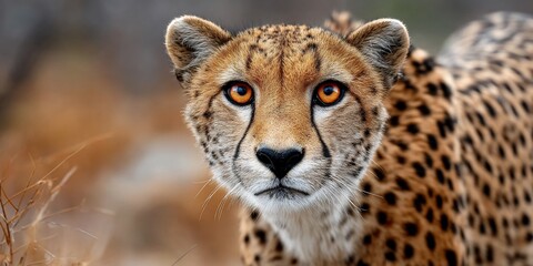 Obraz premium Intense cheetah gaze powerful amber eyes