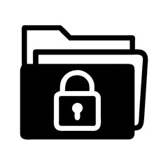 folder with lock file security silhouette on transparent background for web and graphic design