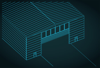 Industrial hangar close-up drawing