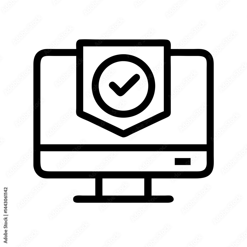Fototapete monitor with checkmark computer security on transparent background for web and graphic design