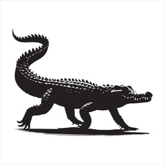 Naklejka premium Silhouette of a crocodile on a white background