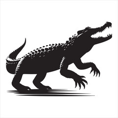 Obraz premium Silhouette of a crocodile on a white background