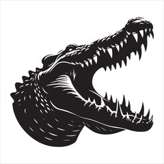 Obraz premium Silhouette of a crocodile on a white background