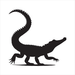 Fototapeta premium Silhouette of a crocodile on a white background