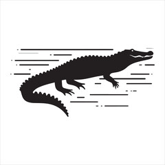 Naklejka premium Silhouette of a crocodile on a white background
