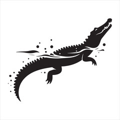 Silhouette of a crocodile on a white background