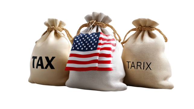 Us tax revenue bags on transparent background 3d